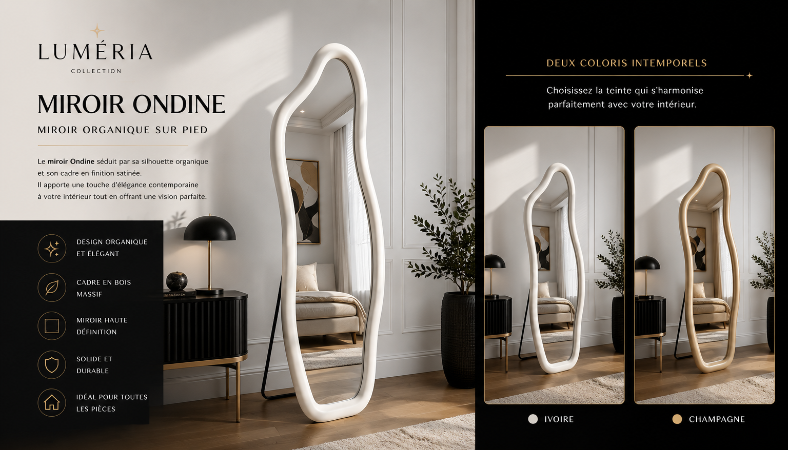 Miroir Ondine – Miroir Organique Sur Pied