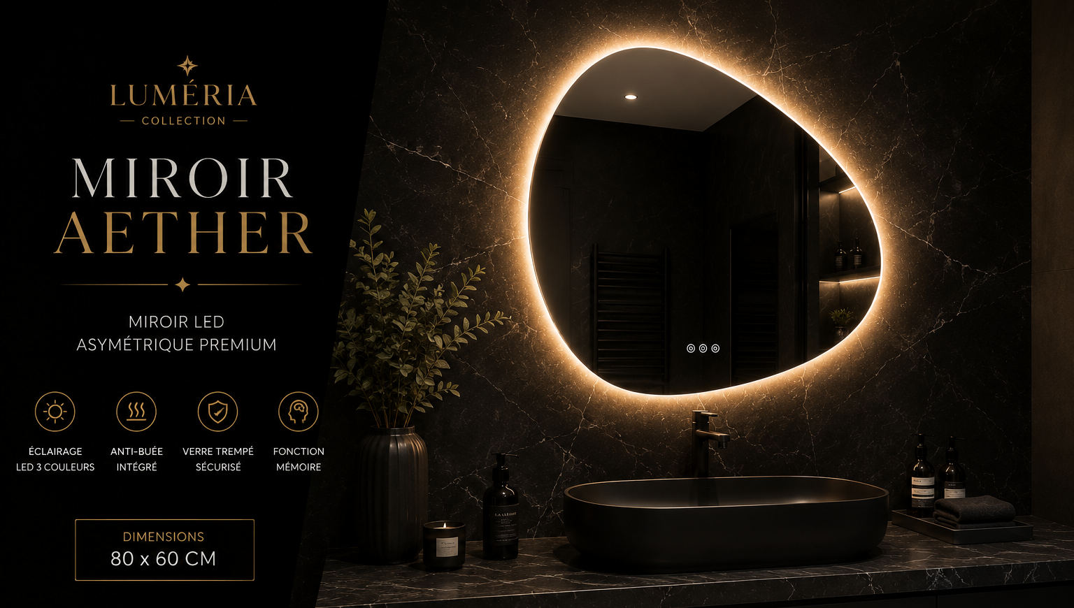 Miroir Aether – Miroir LED Organique